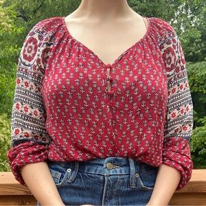 XS Vintage lucky brand boho style floral blouse. ✨💗